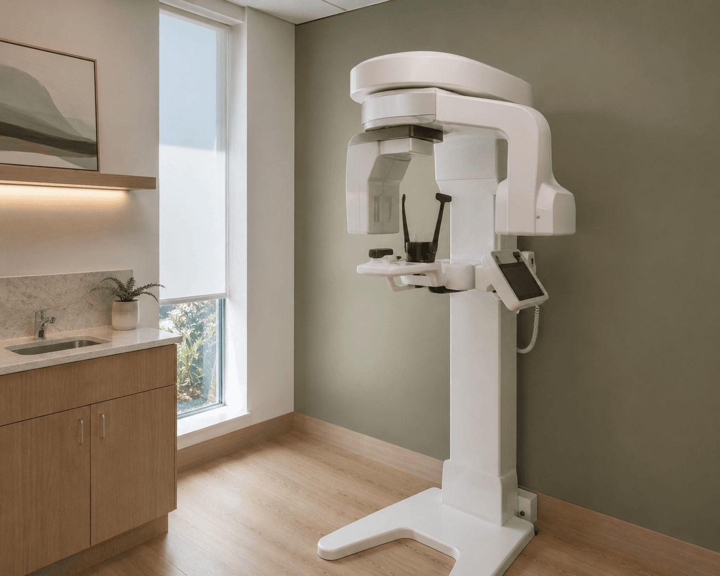 Carestream CS 8200 cone-beam CT machine in a dental treatment room
